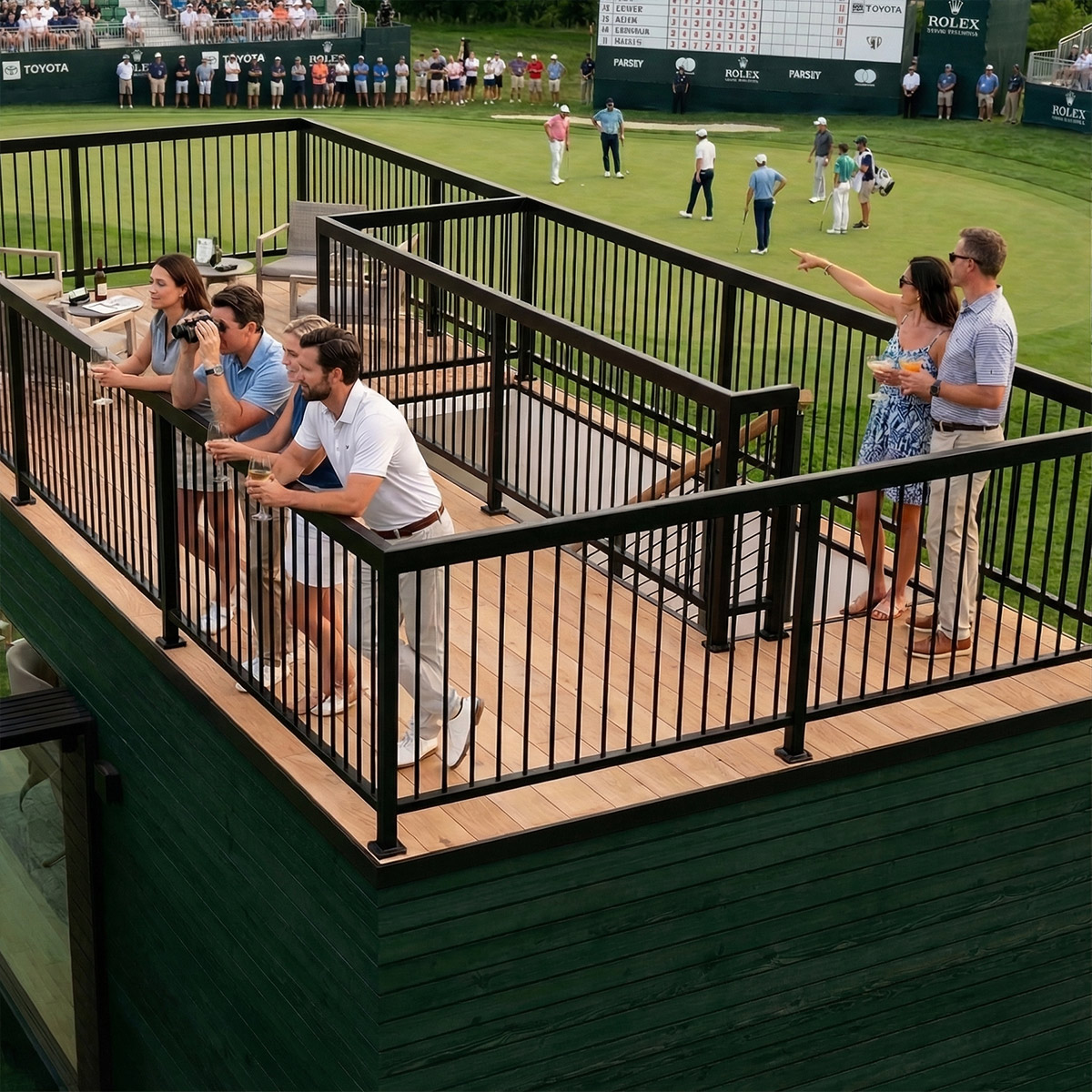 Perch rooftop viewing deck overlooking a golf course