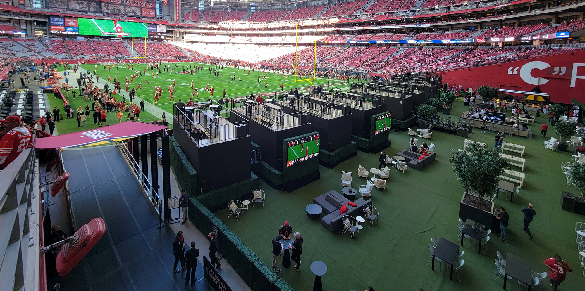 Perch field-level hospitality and modular suites at State Farm Stadium